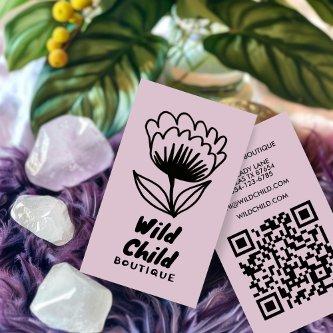 BIG BOLD BLOOM Rustic Minimal Floral QR code