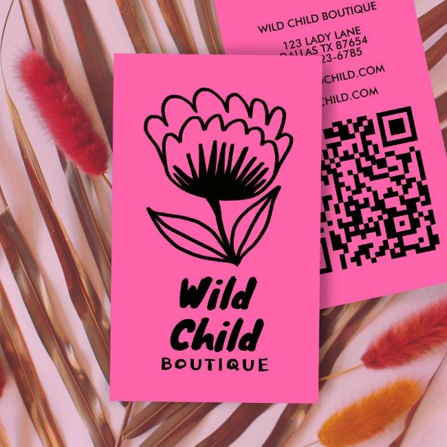BIG BOLD BLOOM Rustic Minimal Floral QR code