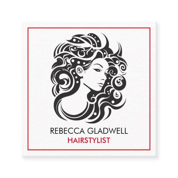 Big curly hair female portrait hair stylist  square