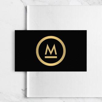 Big Initial Modern Monogram in Faux Gold on Black