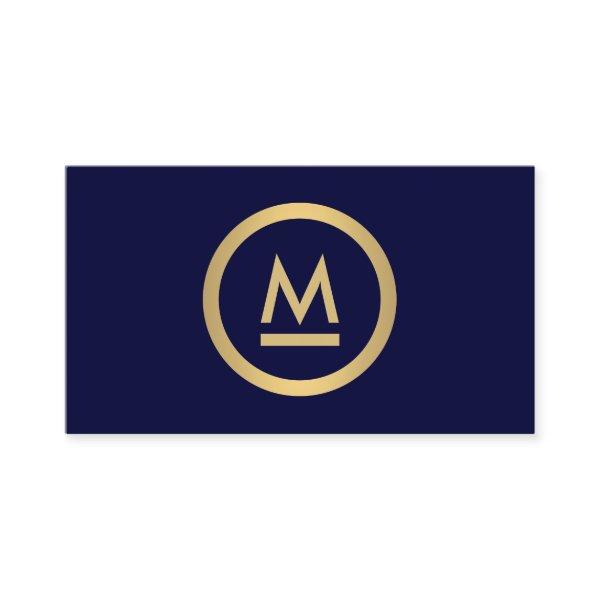 Big Initial Modern Monogram in Faux Gold on Navy