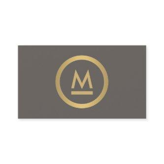 Big Initial Modern Monogram in Faux Gold on Taupe