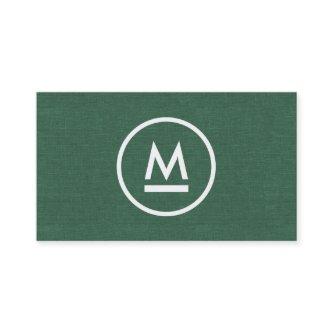 Big Initial Modern Monogram on Green Linen
