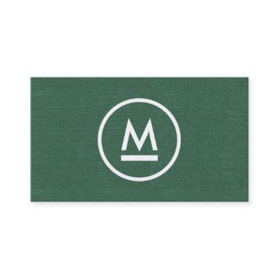 Big Initial Modern Monogram on Green Linen