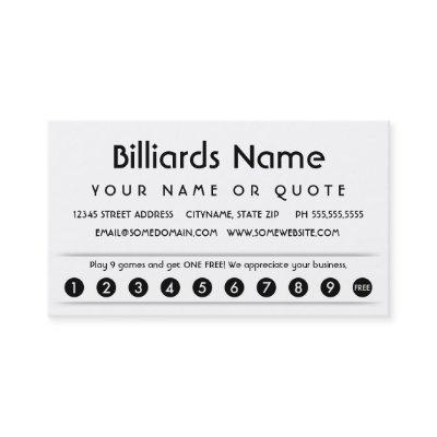 billiards customer appreciation card