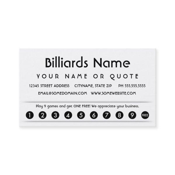 billiards customer appreciation card