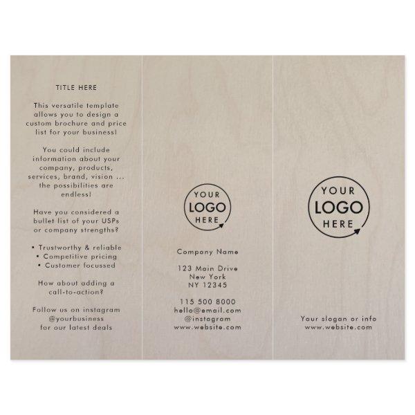 Birch Plywood | Logo Wood Grain Trifold Brochure