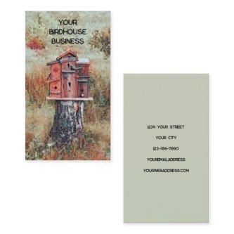 Birdhouse In Forest Rust Brown Vintage Style