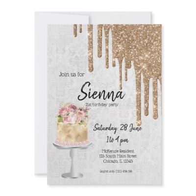 Birthday Wedding Cake Drips Invitation