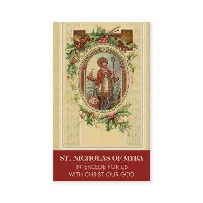 BISHOP ST. NICHOLAS OF MYRA PRAYER HOLY CARDS