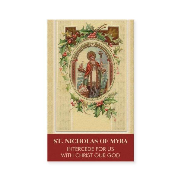BISHOP ST. NICHOLAS OF MYRA PRAYER HOLY CARDS