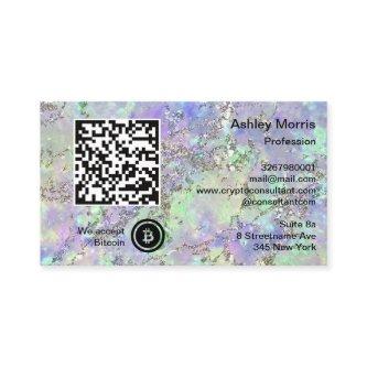 Bit Me QR Code We Accept Bitcoin Logo Glitter Blue