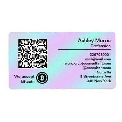 Bit Me QR Code We Accept Bitcoin Logo Holograph Label