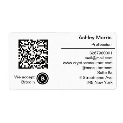 Bit Me QR Code We Accept Bitcoin Logo Promotional Label