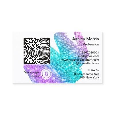 Bit Me QR Code We Accept Bitcoin Logo White Blue