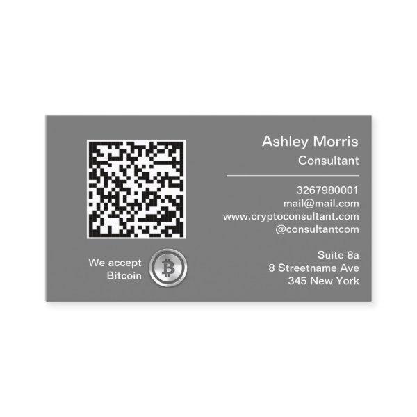 Bit Me QR Code We Accept Bitcoins Custom Gray Silv
