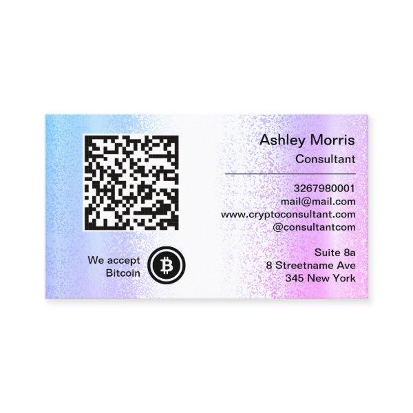 Bit Me QR Code We Accept Bitcoins Custom Pink Blue
