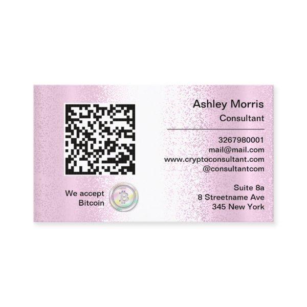 Bit Me QR Code We Accept Bitcoins Custom Pink