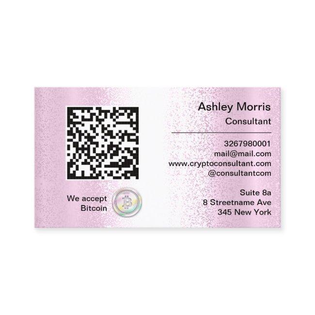 Bit Me QR Code We Accept Bitcoins Custom Pink