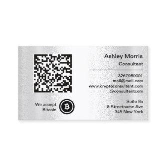 Bit Me QR Code We Accept Bitcoins Custom Silver