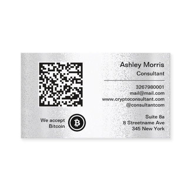 Bit Me QR Code We Accept Bitcoins Custom Silver