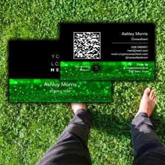 Bit Me QR Code We Accept Bitcoins Green Glitter
