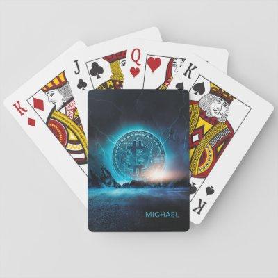Bitcoin Landing Crypto BTC Personalized Name  Playing Cards