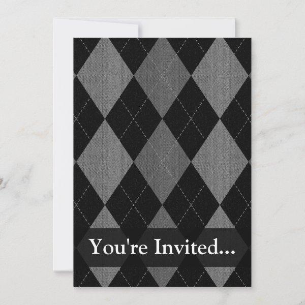 Black and Charcoal Gray Argyle Invitation