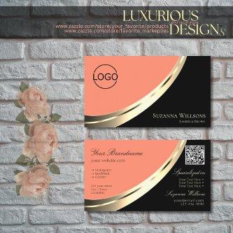 Black and Coral Gold Decor with Logo & QR-Code