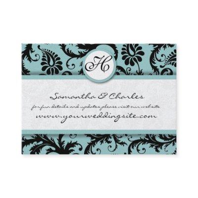 Black and  Damask Floral  with Coral Trim