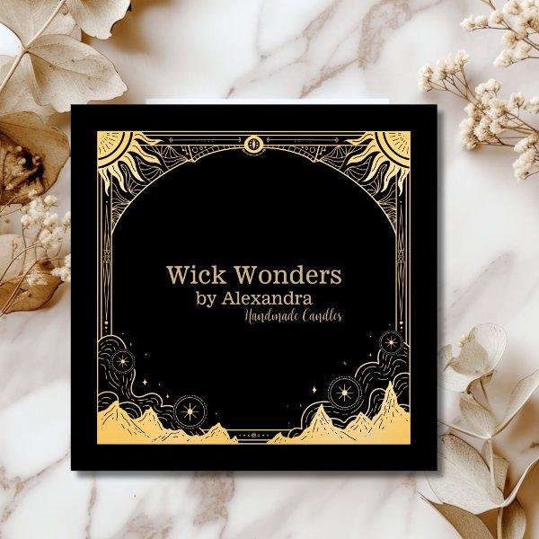 Black and Gold Celestial Candle Square