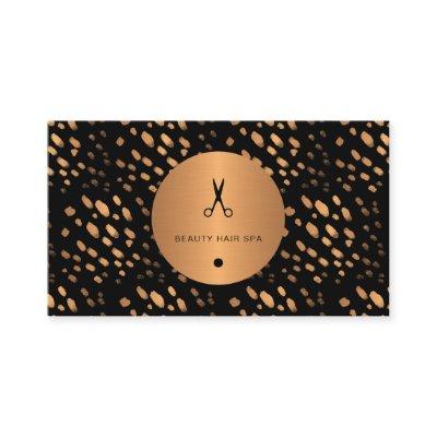 Black and gold dots copper glamorous hair salon