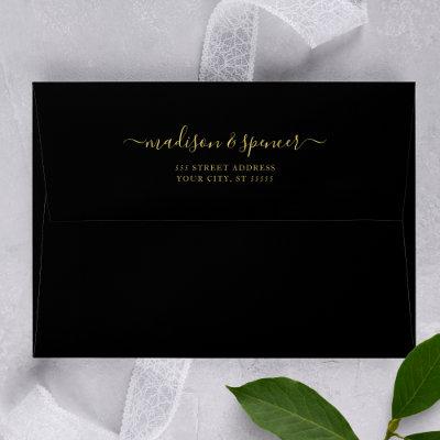 Black and gold elegant and modern Wedding 5x7 Envelope