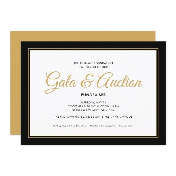 Black and Gold Gala Auction and Fundraiser Invitation