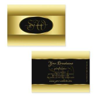 Black and Gold Gradient Initials Golden Oval Frame