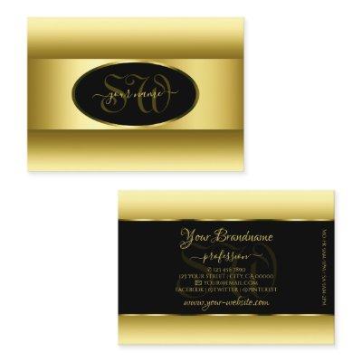 Black and Gold Gradient Initials Golden Oval Frame