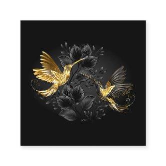 Black and Gold Hummingbird Square