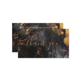 Black and gold marble customer thank you enclosure card