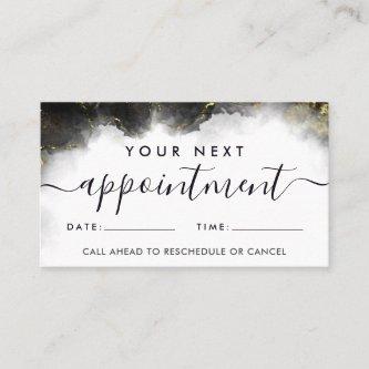 Black And Gold Modern Art Liquid Watercolor Ink  Appointment Card