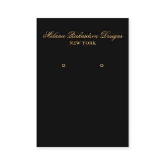 Black and Gold Script Earring Display Card