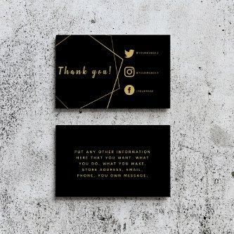 Black and gold social links orders insert Card.