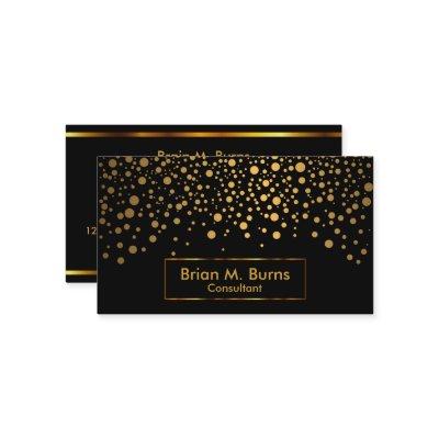 Black and Metallic Gold Confetti Design