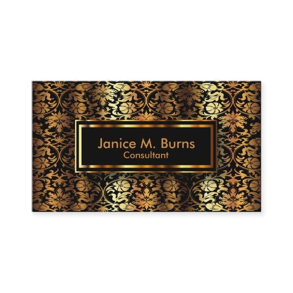 Black and Metallic Gold Floral Damask