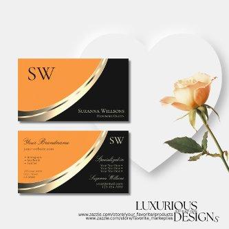 Black and Orange Gold Decor with Monogram Modern