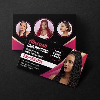 Black and Pink Hair Braiding Salon Add Photo