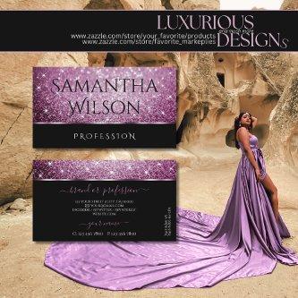 Black and Purple Glitter Luminous Stars Elegance