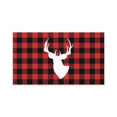 Black and Red Buffalo Plaid Buck Silhouette