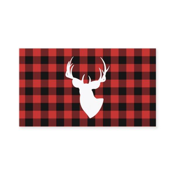 Black and Red Buffalo Plaid Buck Silhouette