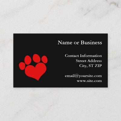 Black and Red Heart Paw Print