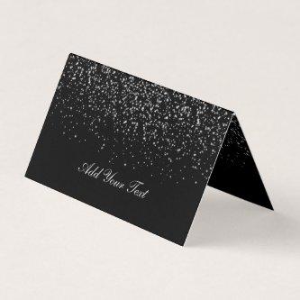 Black and Silver Confetti | Place Cards